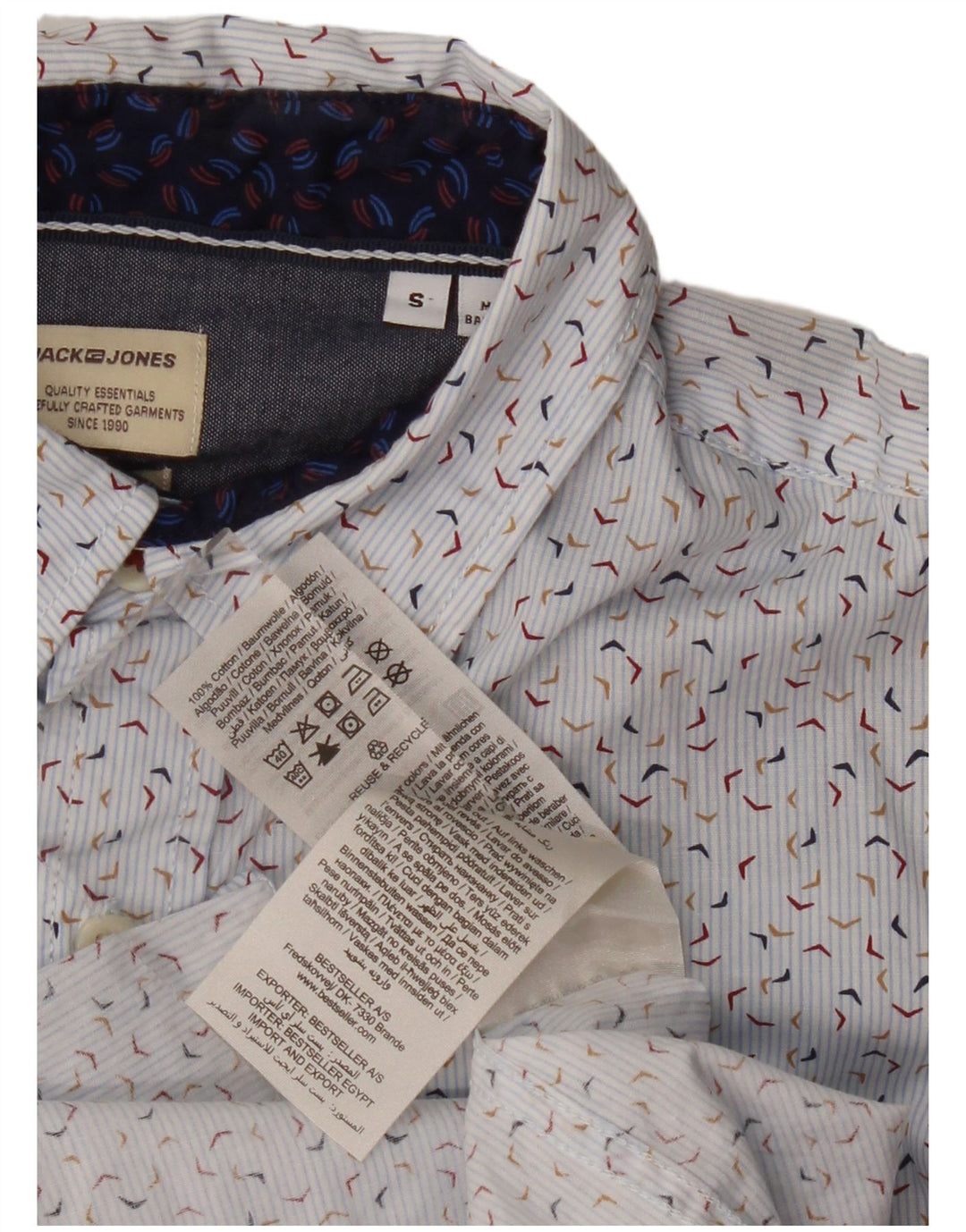 Jack & Jones Herre skjorte med abstrakt mønster, lille blå bomuld