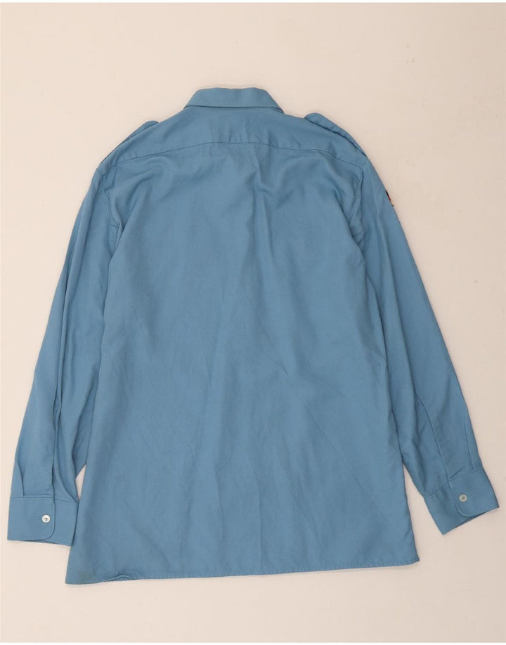 VINTAGE Mens Shirt Szie 41/42 Large Blue Viscose Vintage Vintage and Second-Hand Vintage from Messina Hembry 