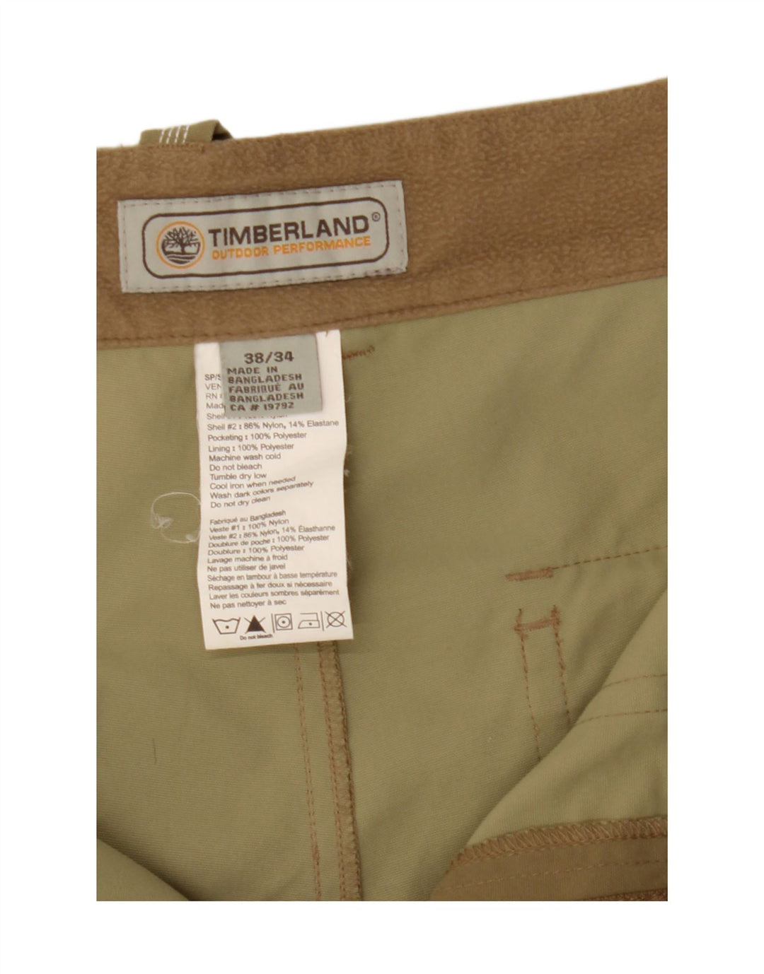 TIMBERLAND Mens Straight Cargo Trousers W38 L29 Khaki Polyester Vintage Timberland and Second-Hand Timberland from Messina Hembry 