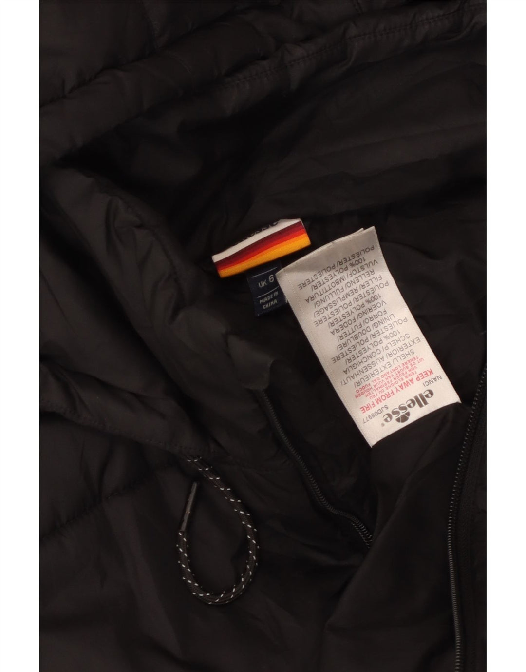 Ellesse Womens Oversized Crop Hætte polstret jakke UK 6 XS Sort Polyester