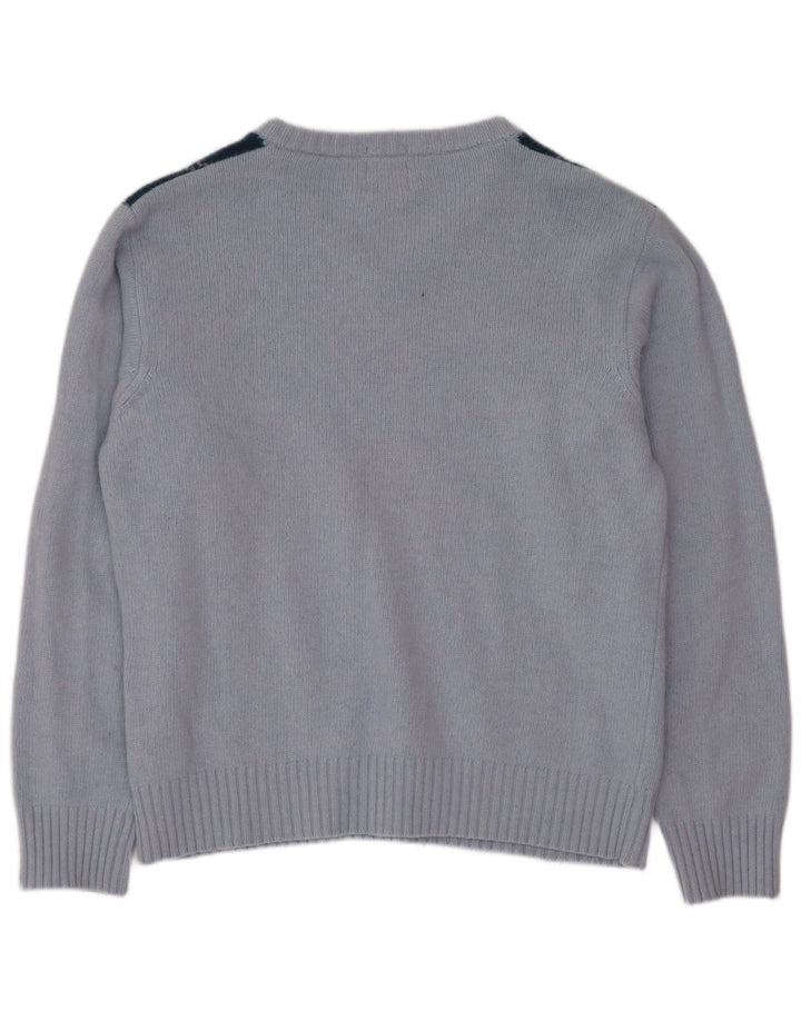 Meltin' Pot Dame V-hals trøje Sweater Large Blue Argyle/Diamond Wool