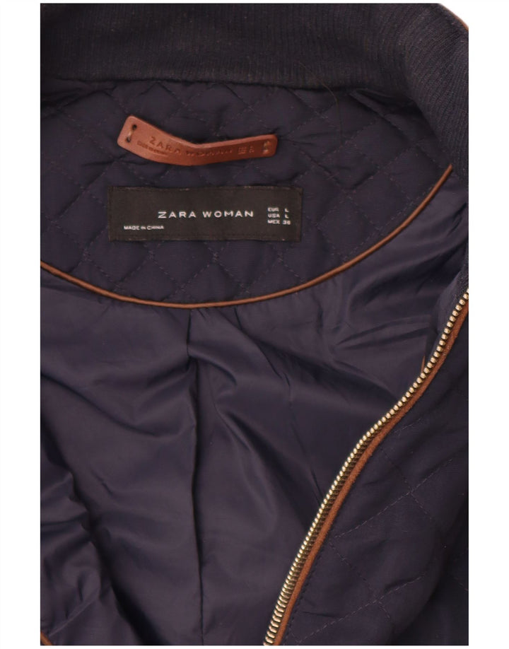 Zara Dame Quilted Gilet UK 16 Large Navy Blue