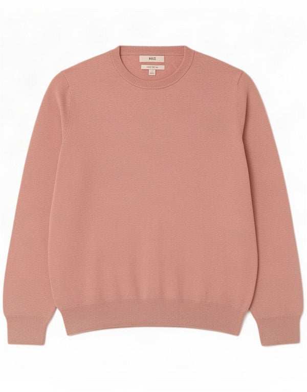 Marks & Spencer sweater med rund hals til mænd Large Pink Cotton