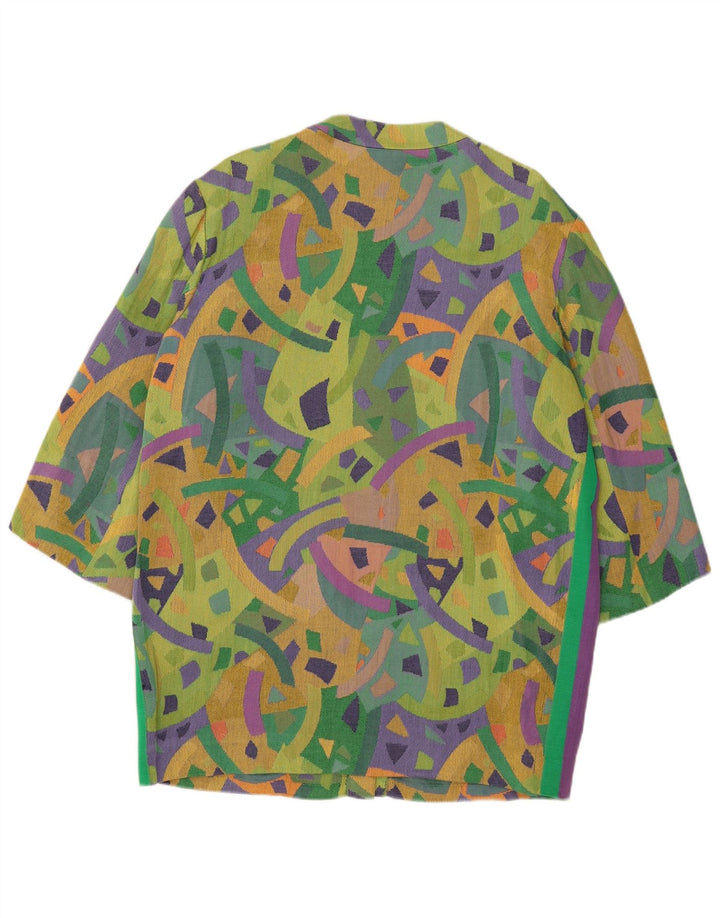 Ferre Dame Oversized 3/4-ærmet Overfrakke IT 46 Stor Grøn Geometrisk