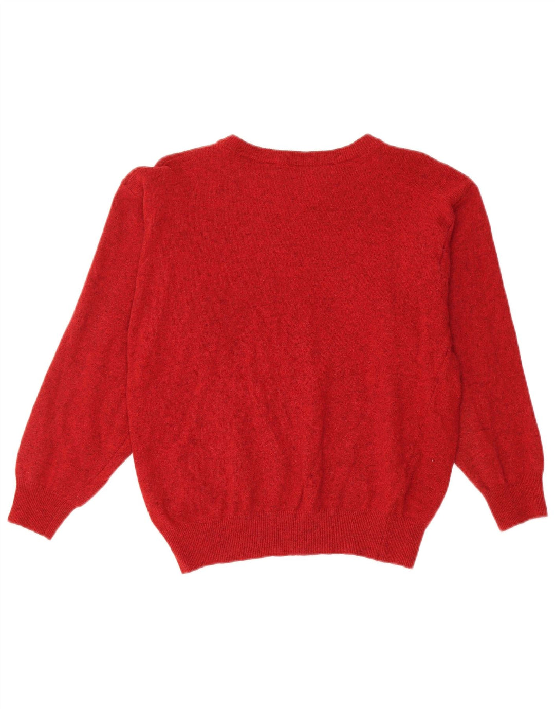 BENETTON Dame Crop Crew Neck sweater UK 14 Medium Red Wool