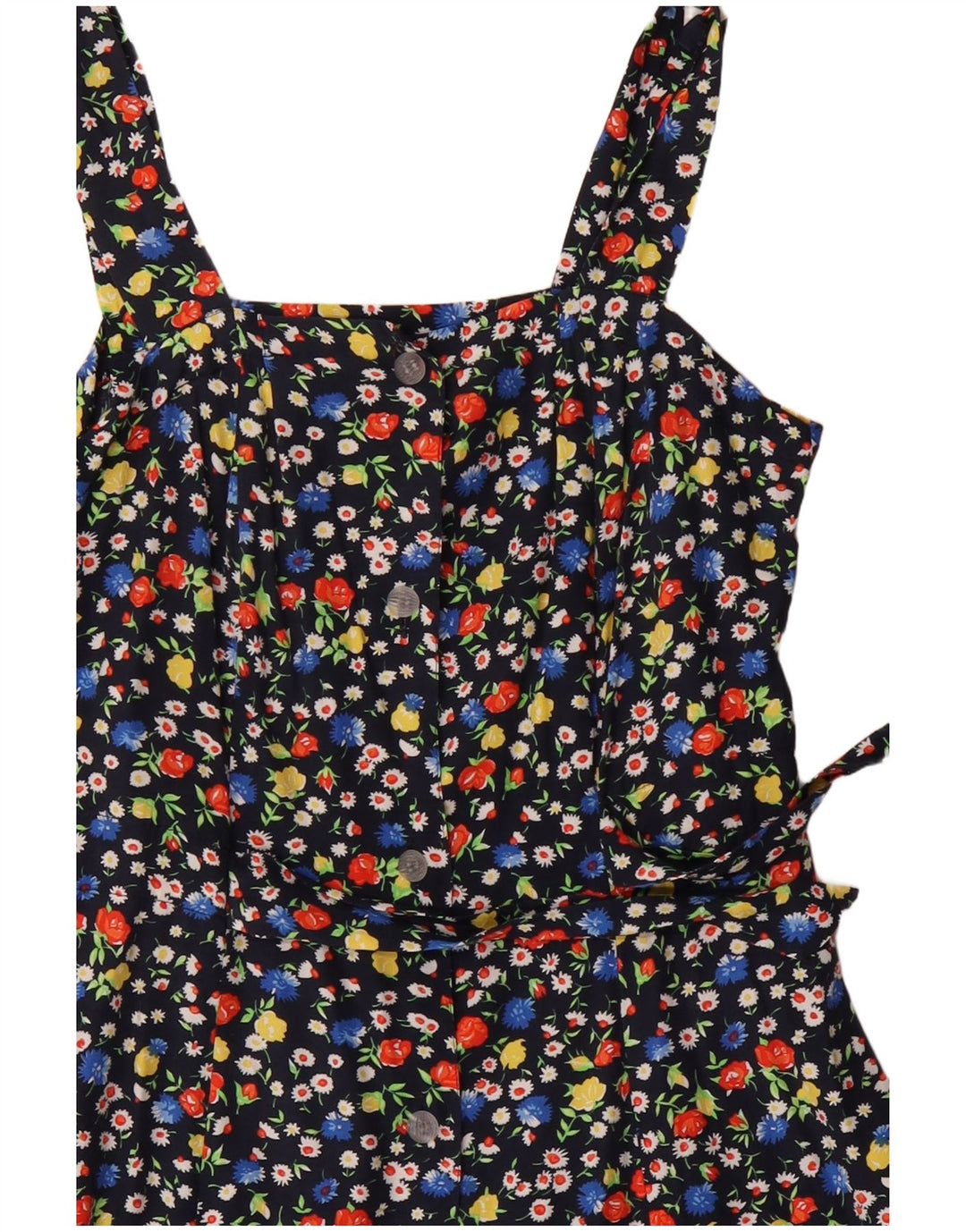 Vintage Dame Solkjole UK 12 Medium Navy Blue Floral