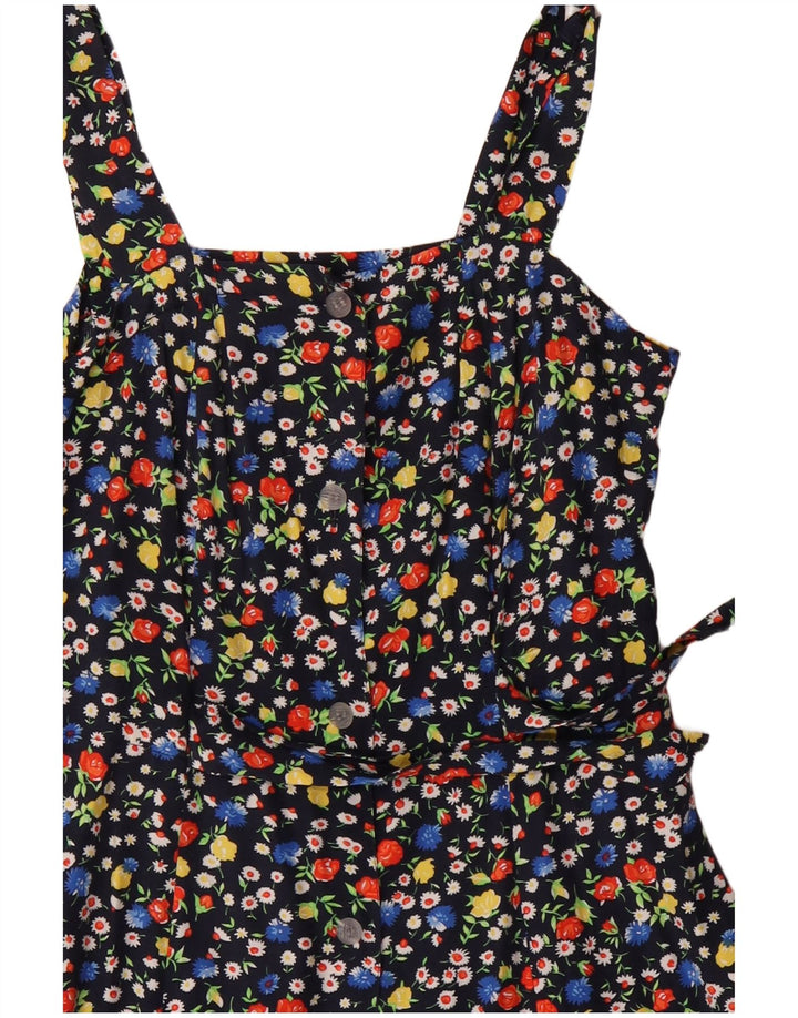 Vintage Dame Solkjole UK 12 Medium Navy Blue Floral