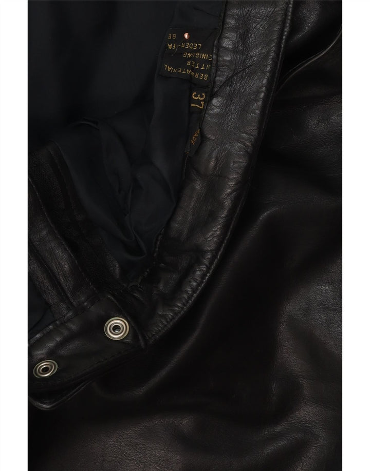 Vintage Slim Læderbukser til mænd W37 L34 sort læder