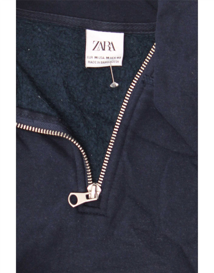 Zara Sweatshirt med lynlås til mænd, medium marineblå polyester