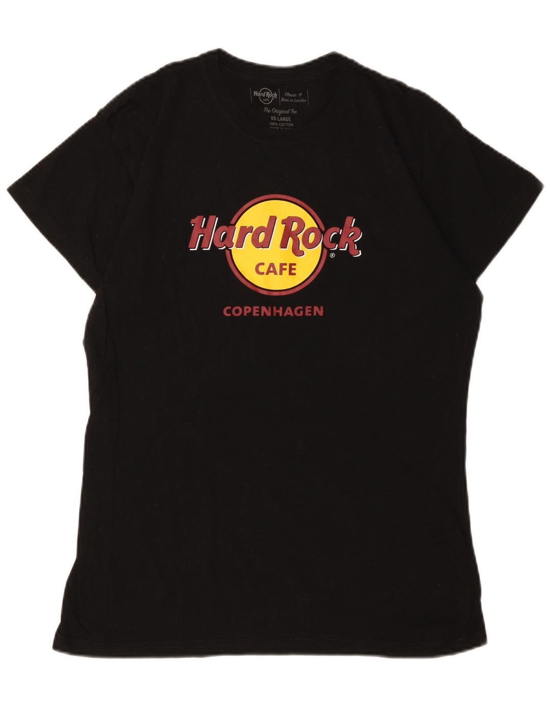 HARD ROCK CAFE Dame Copenhagen Grafisk T-Shirt Top UK 20 2XL Sort