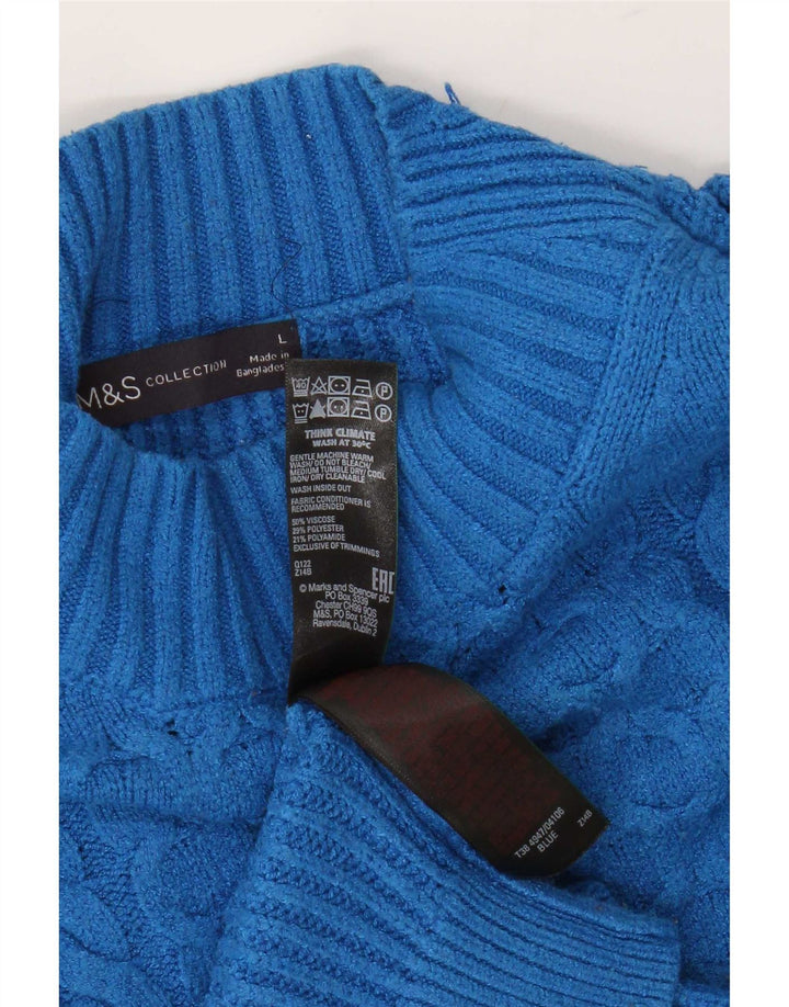 Marks & Spencer Dame Turtle Neck Jumper Sweater UK 16 Large Blue Viscose