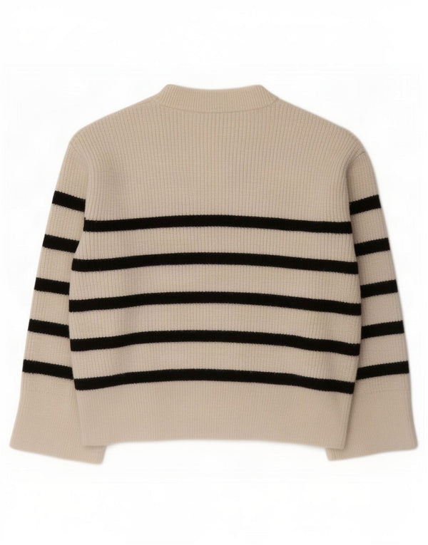 Zara Dame Jumper Sweater UK 10 Small Off White Stribet
