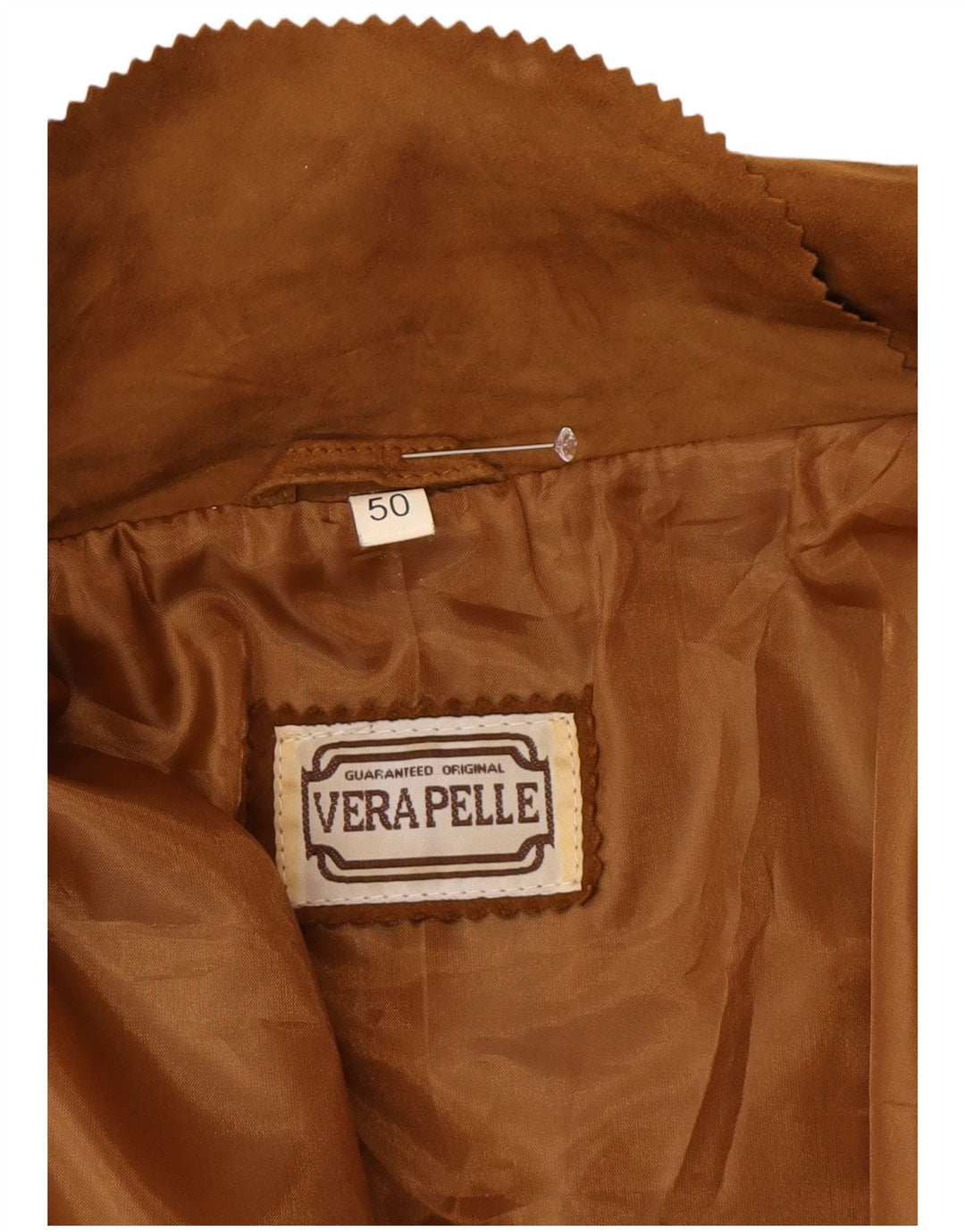 Vintage oversized ruskindsfrakke IT 50 XL brunt læder til kvinder