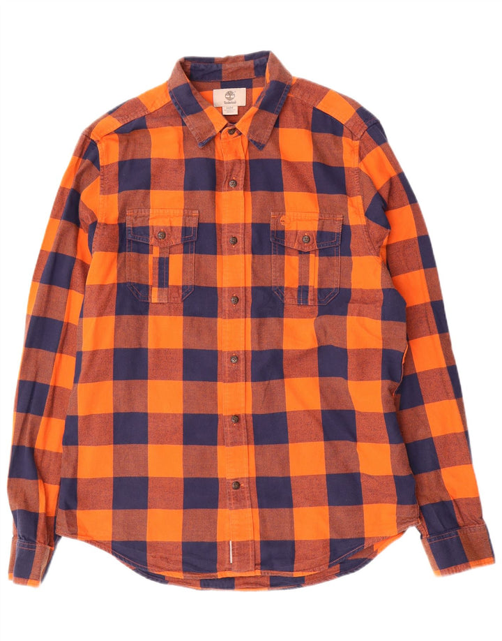 TIMBERLAND Herre Regular Fit Flanelskjorte Medium Orange ternet bomuld