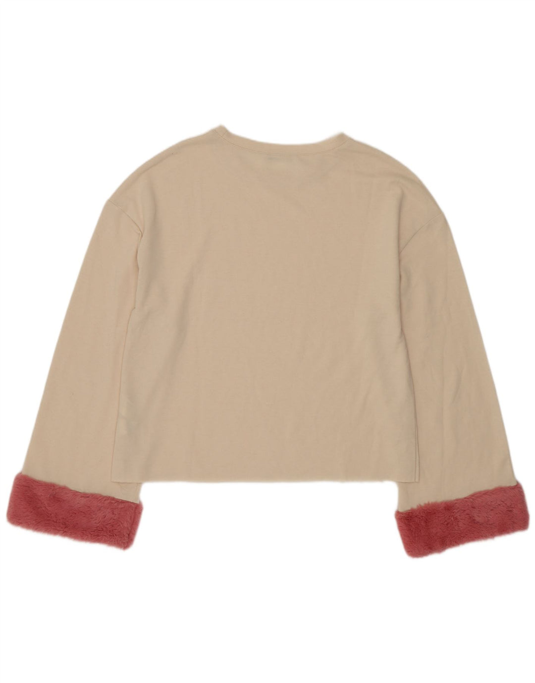 Zara Dame Oversized Top Langærmet UK 10 Small Beige Colourblock