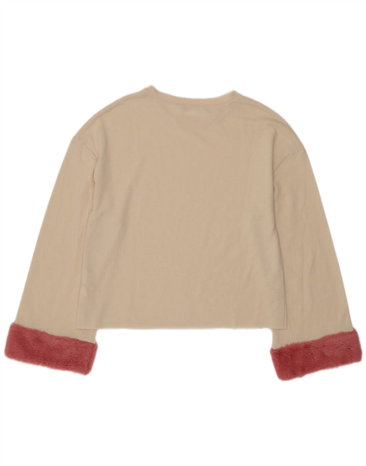 Zara Dame Oversized Top Langærmet UK 10 Small Beige Colourblock