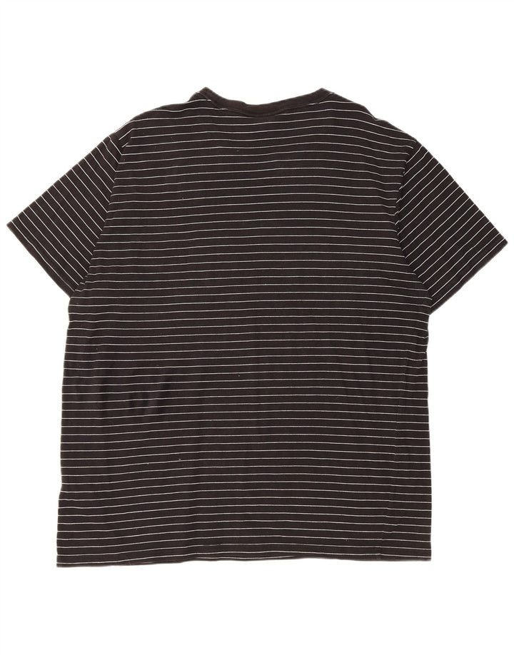 VOLCOM Herre T-Shirt Top 2XL Sort Stribet Bomuld