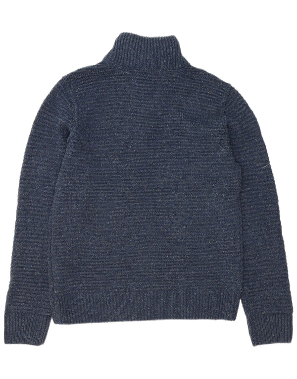 Fat Face Herre Zip Neck Jumper Sweater Medium Blue Akryl