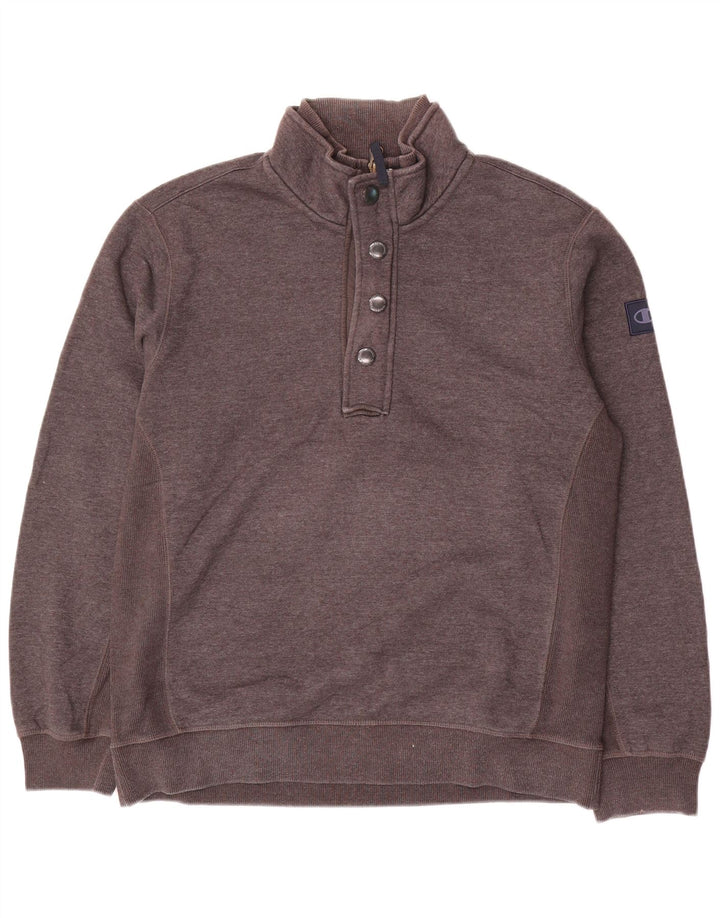 Champion Herre 1/4 Zip Sweatshirt Jumper XL Grå Bomuld