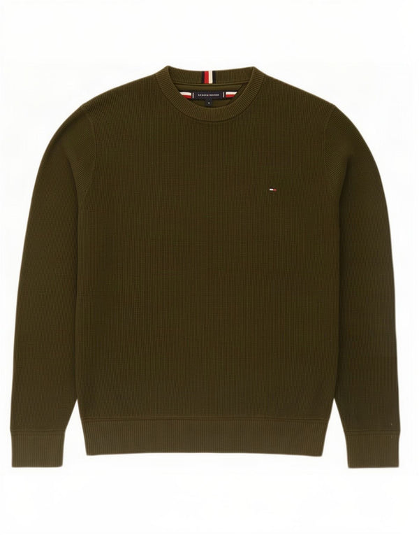 Tommy Hilfiger Mens Crew Neck Jumper Sweater XL Khaki Cotton