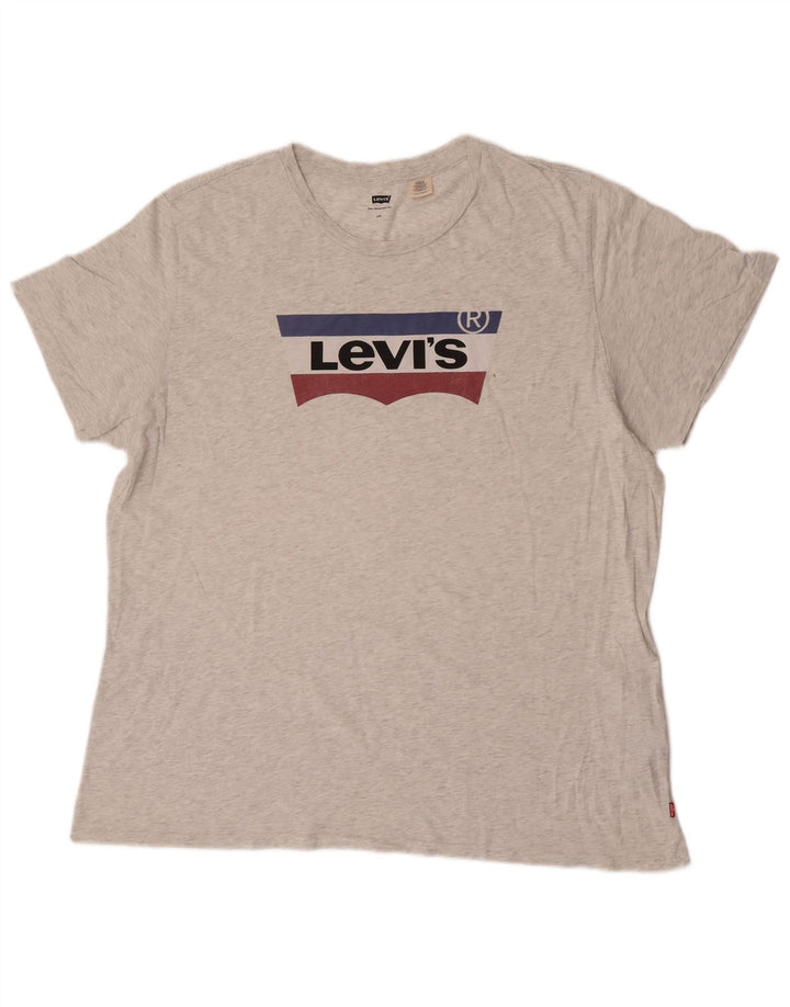 Levi's Herre grafisk T-shirt Top 2XL Grå Flecked Bomuld