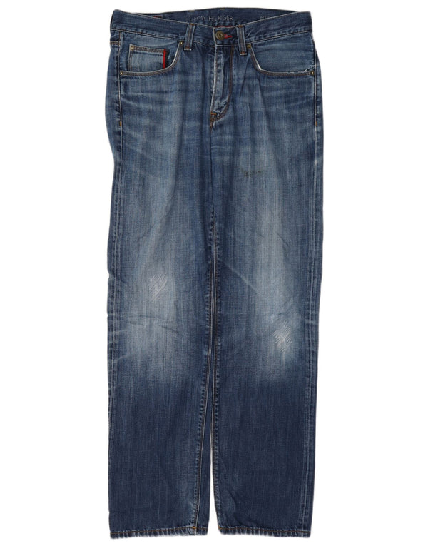 Tommy Hilfiger Herre Distressed Straight Jeans W32 L32 Blå Bomuld