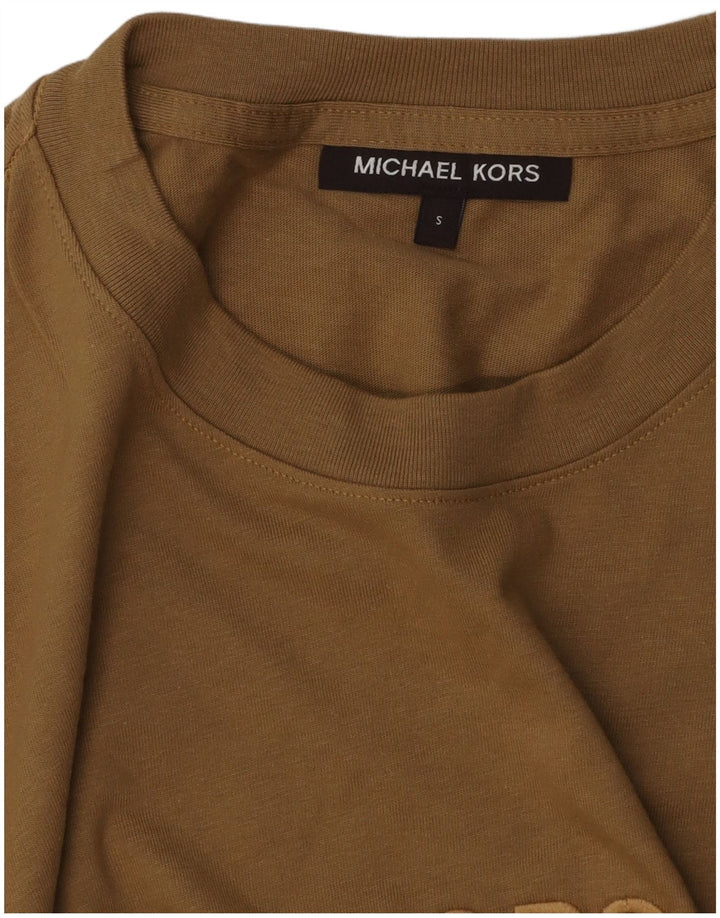 Michael Kors Herre Grafisk T-Shirt Top Lille Beige