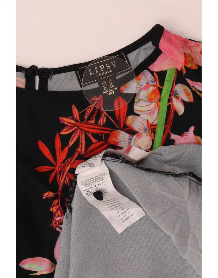 Lipsy Dame Maxi Dress UK 16 Large Black Floral Polyester