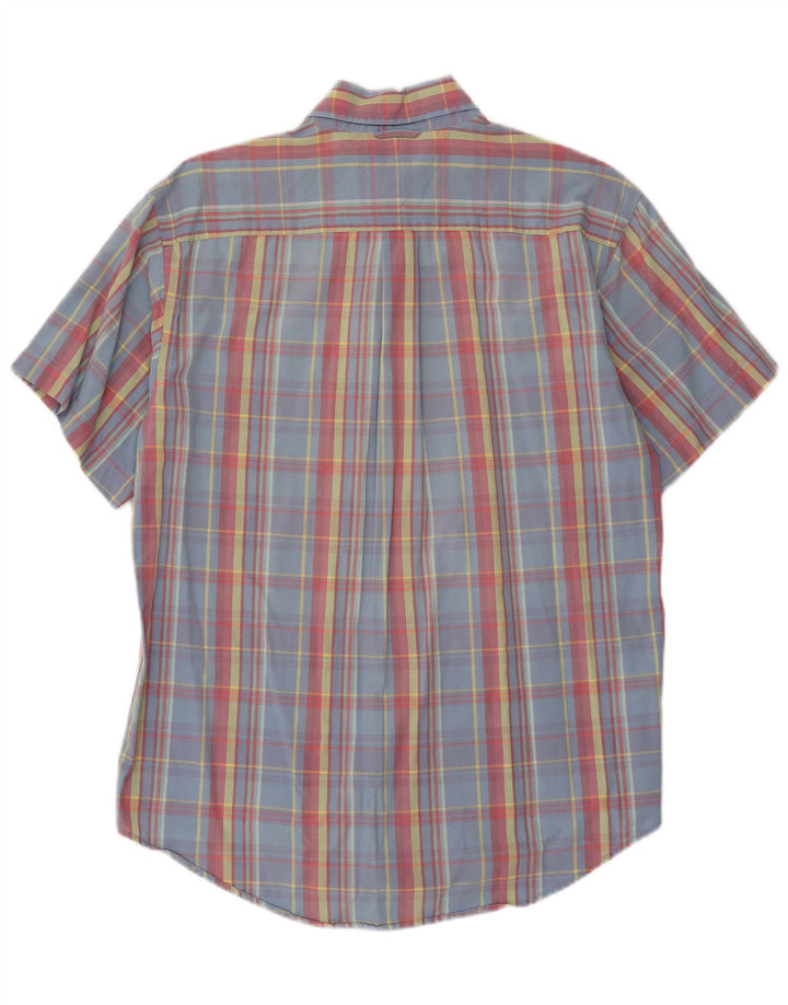 TOMMY HILFIGER Mens Short Sleeve Shirt Medium Blue Check Cotton