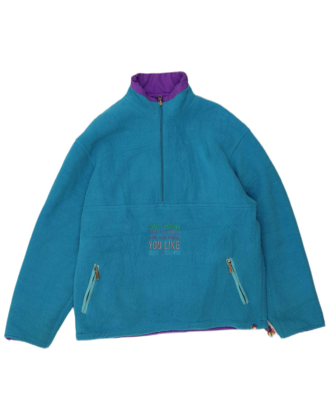 Great Escapes Herre Grafisk Vendbar Fleece Jumper Medium Blå Polyester