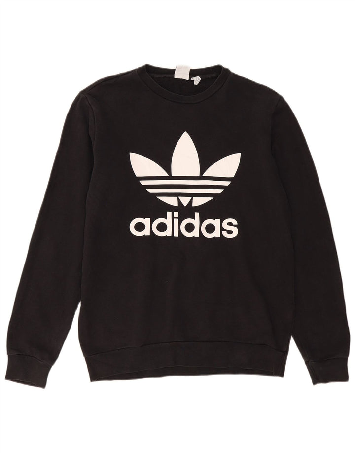 Adidas Boys Grafisk Sweatshirt Jumper 15-16 år Sort Bomuld