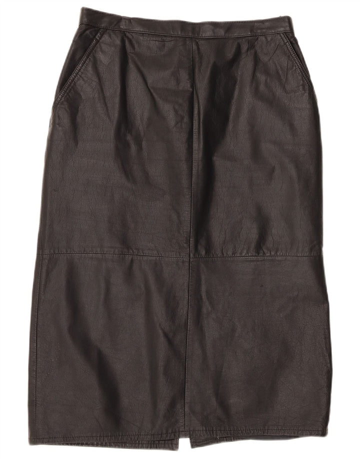 Vintage kvinders højtaljede lædernederdel UK 16 Large W30 Black