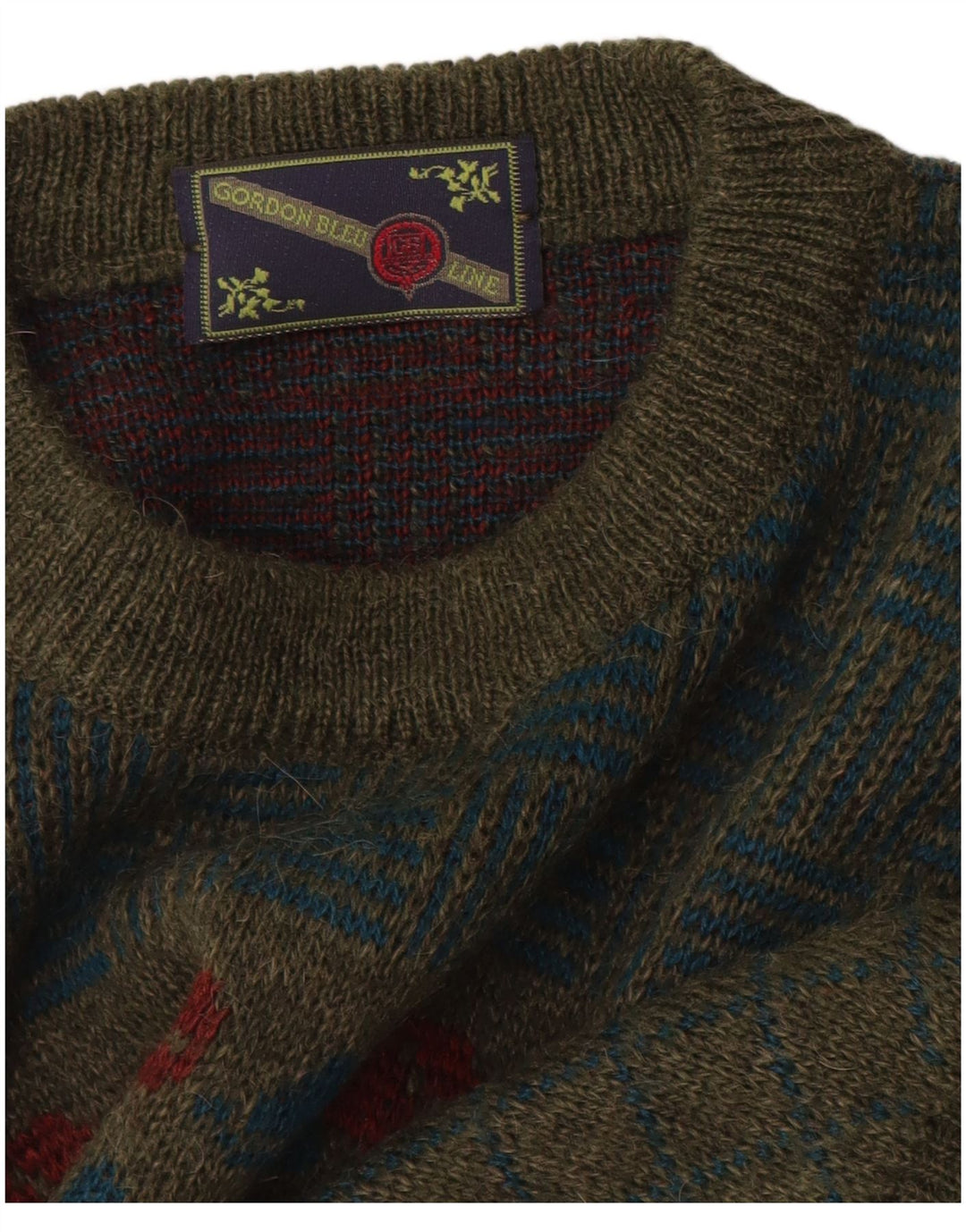 Vintage Herre rund hals sweater Medium Khaki Floral