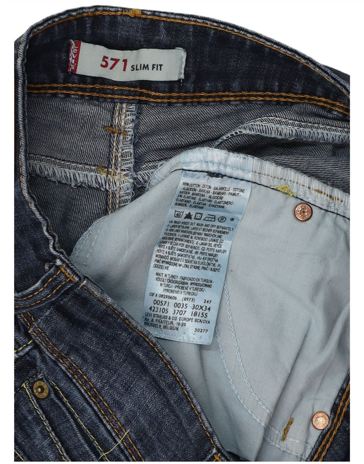 LEVI'S Dame 571 Slim Jeans W30 L34 Marineblå Bomuld