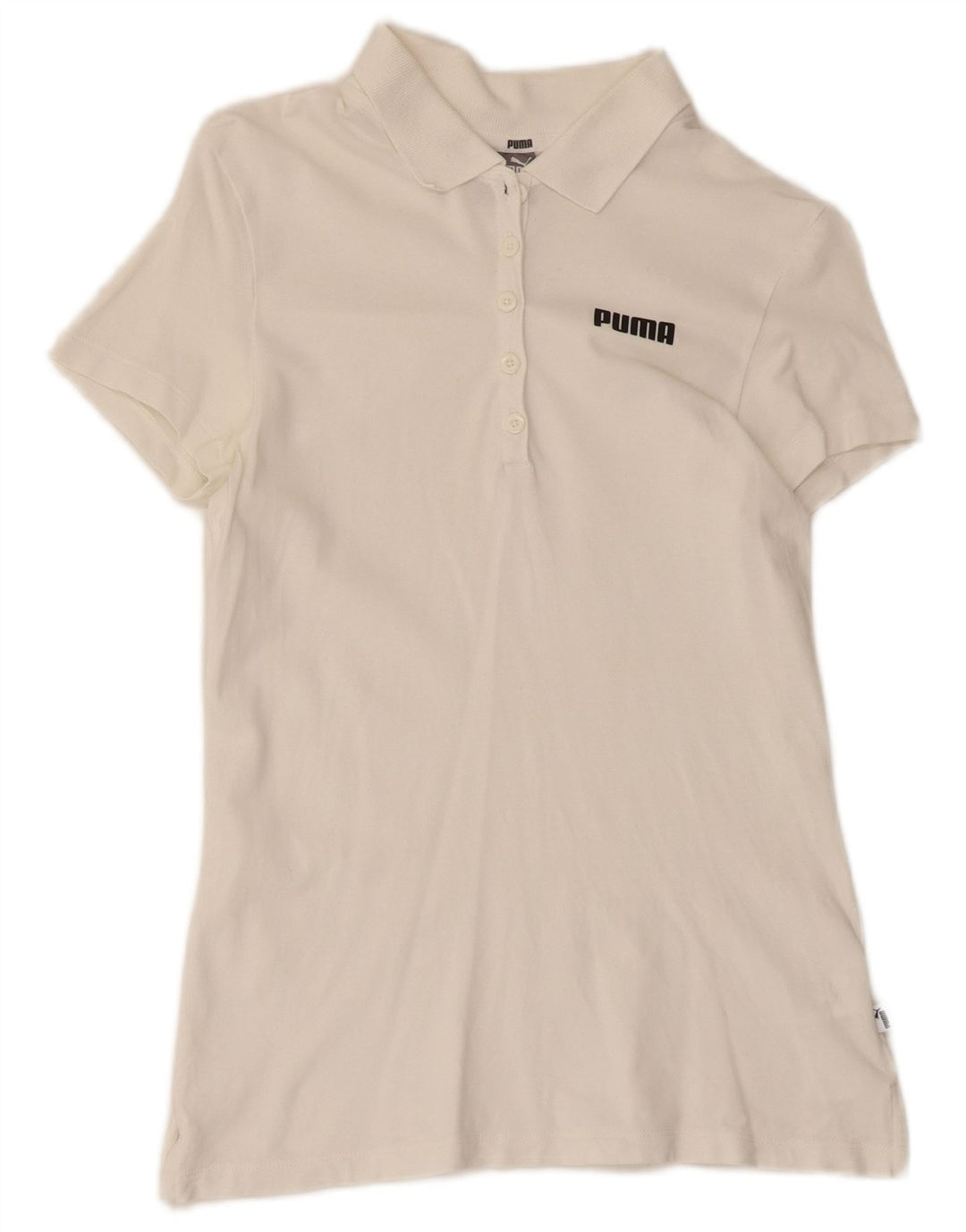 Puma Dame Polo Shirt UK 10 Small White Bomuld