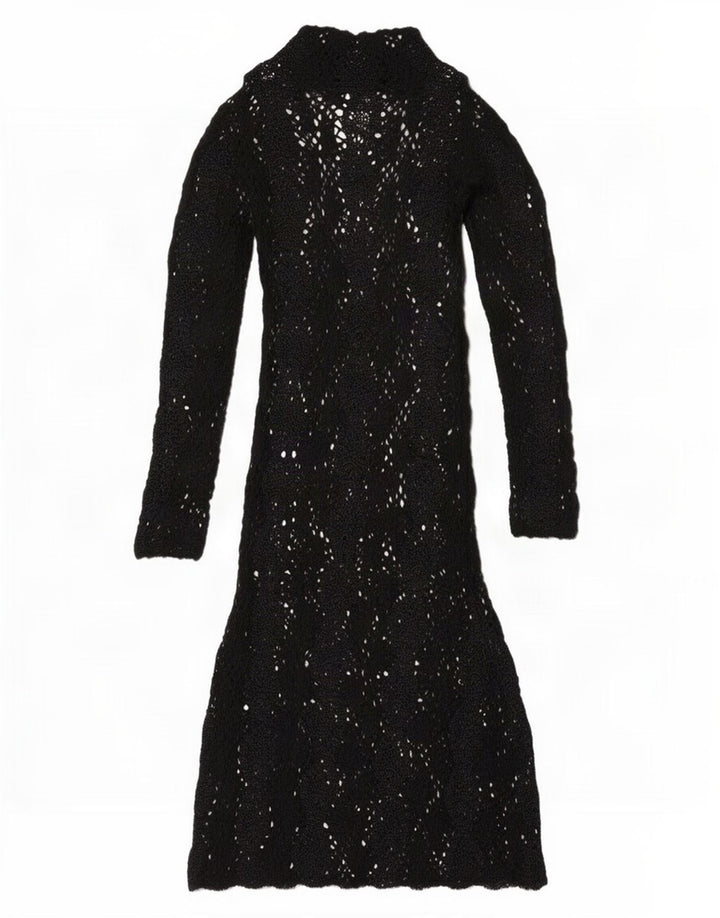 Zara hæklet sweater til kvinder UK 12 Medium Black Viscose