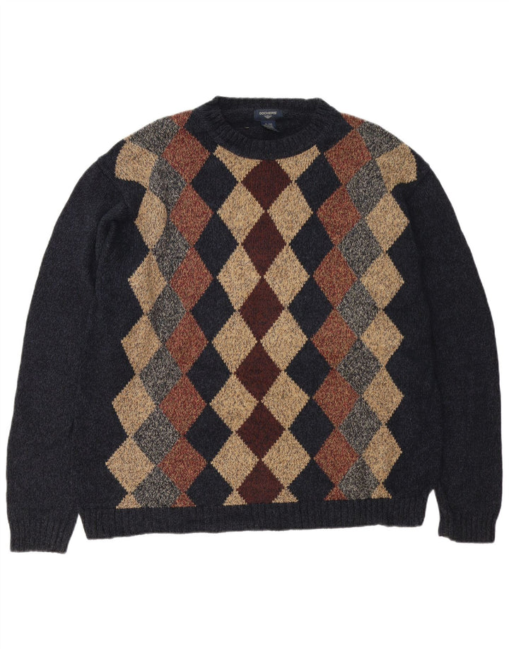 DOCKERS Herre sweater med rund hals XL Marineblå Argyle/Diamant Bomuld