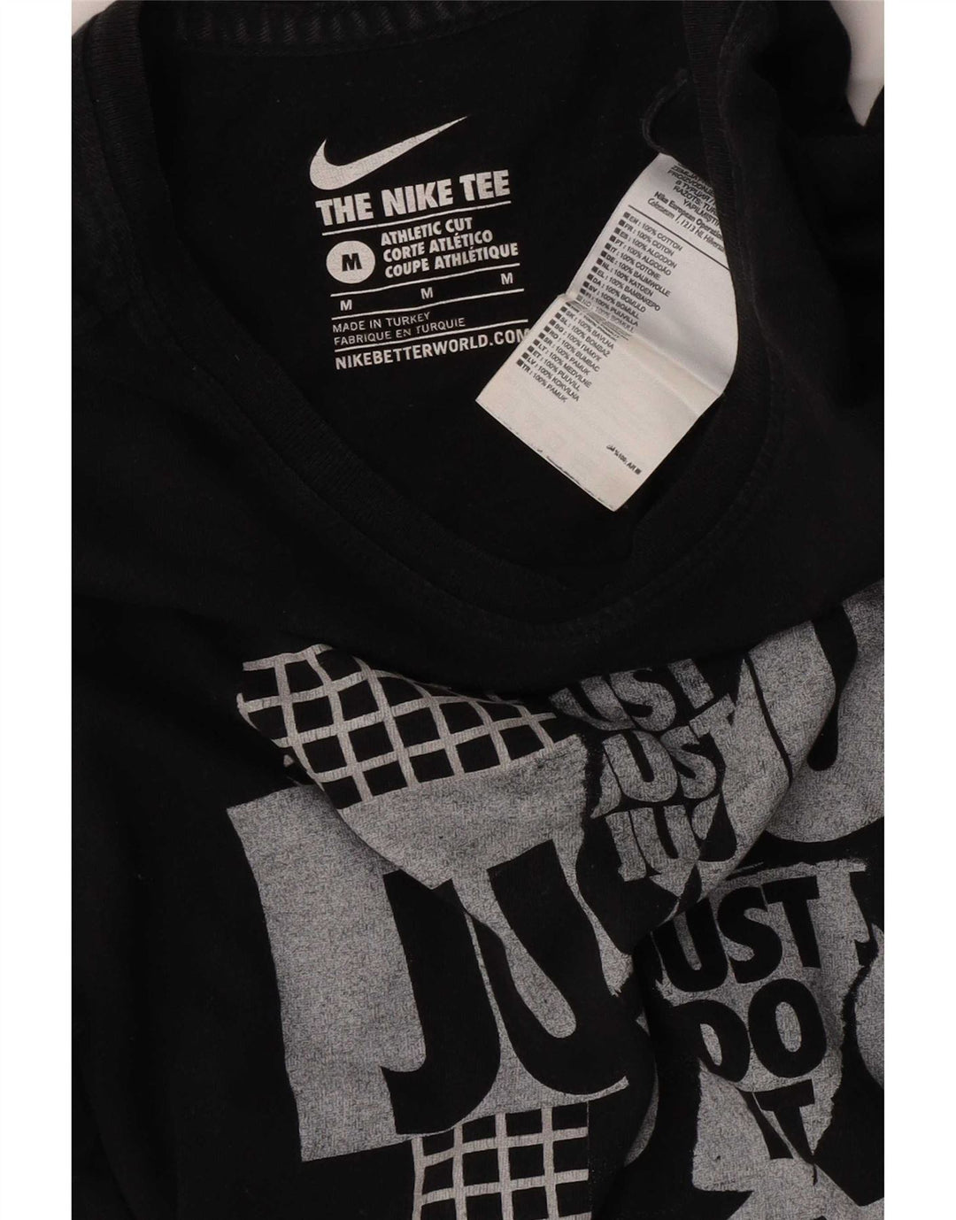 Nike Herre Athletic Cut Grafisk T-shirt Top Medium Sort Bomuld
