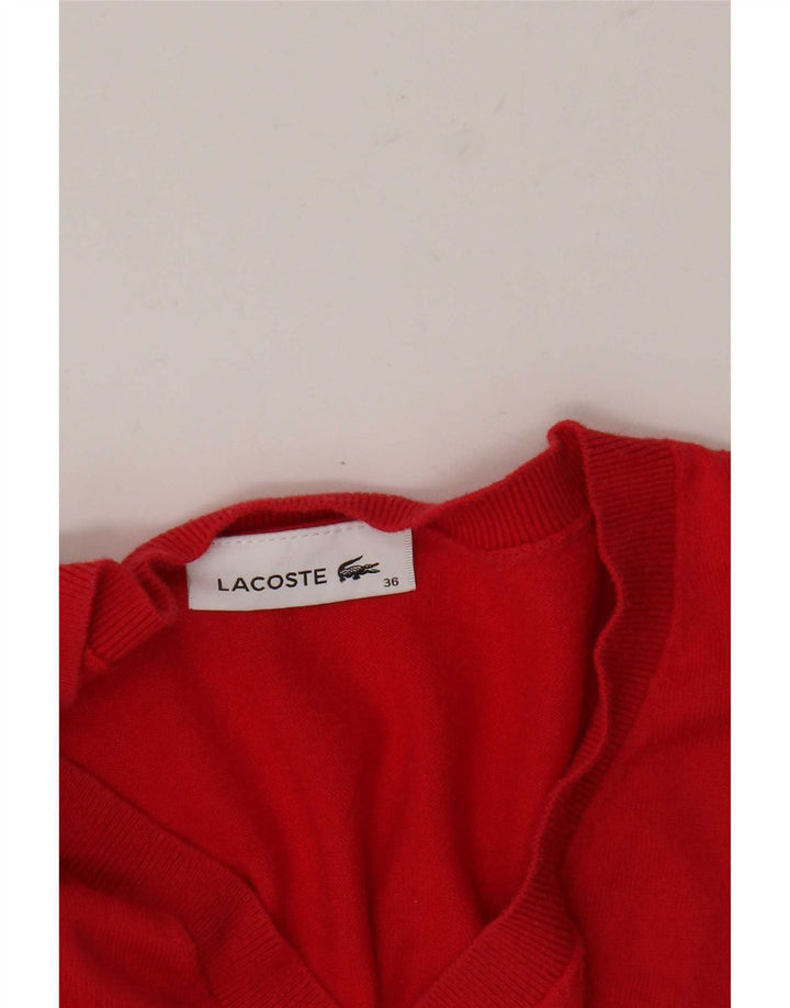 Lacoste Dame V-hals sweater Str. 36 Lille Rød