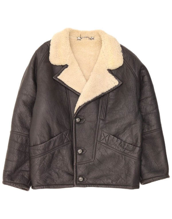 Pierre Cardin Herre Shearling Jacket IT 48 Medium Sort Læder