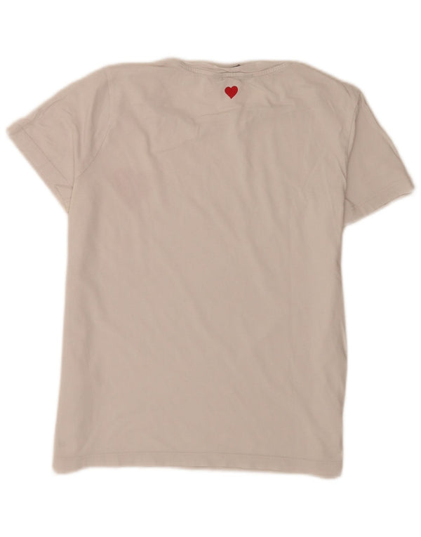 Tommy Hilfiger Womens Graphic T-Shirt Top UK 8 Small White Cotton