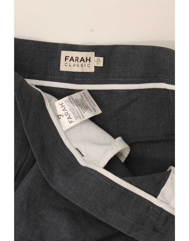 Farah Herre Classic Fit Suit Bukser W38 L31 Marineblå Polyester