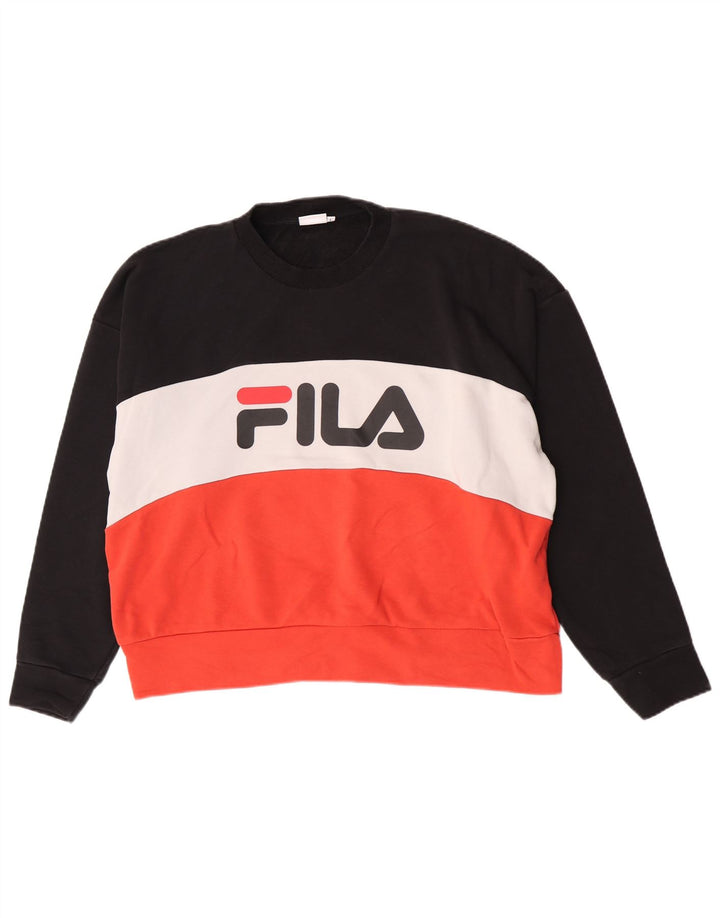 Fila Dame Grafisk Sweatshirt Jumper UK 16 Stor flerfarvet Colourblock