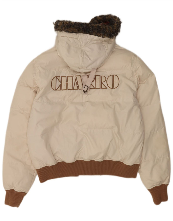 Charro Herre grafisk hættepolstret jakke UK 36 Small White Polyester