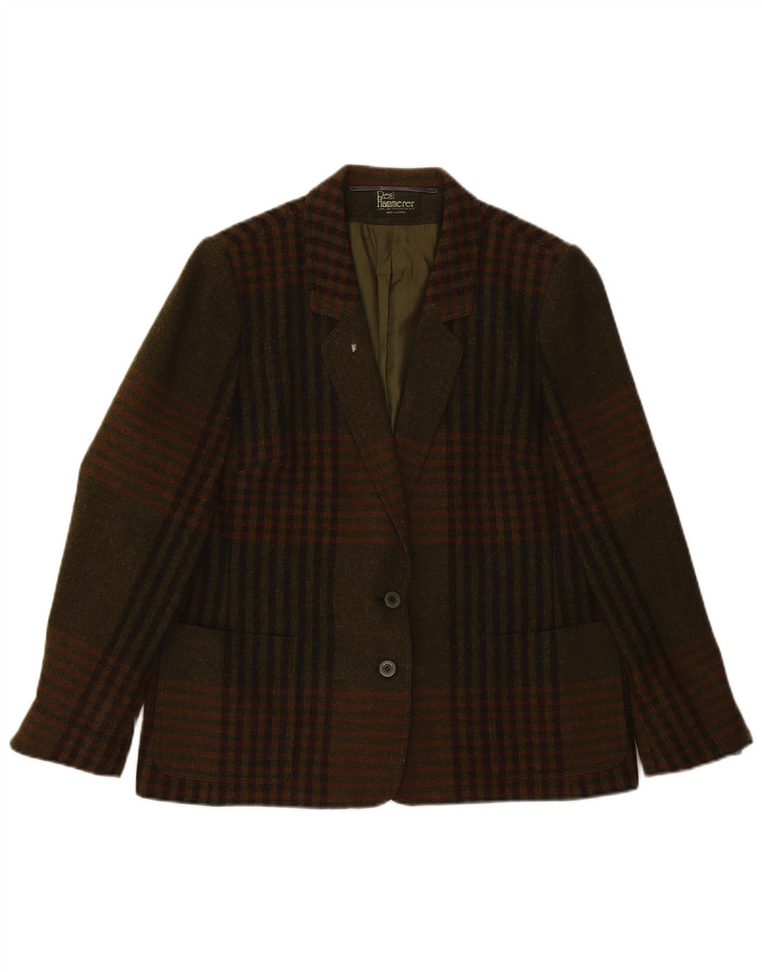 Resi Hammerer Dame 2 Button Blazer Jacket IT 44 Medium Khaki Ternet Uld