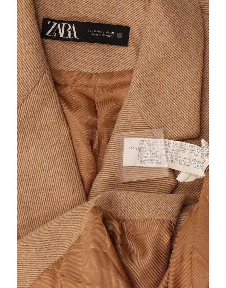 Zara Dame Dobbeltradet Frakke UK 14 Medium Beige Polyester
