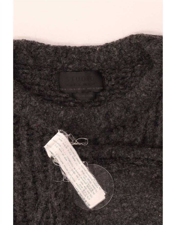 Zara Herre Boat Neck Jumper Sweater Medium Grå Akryl