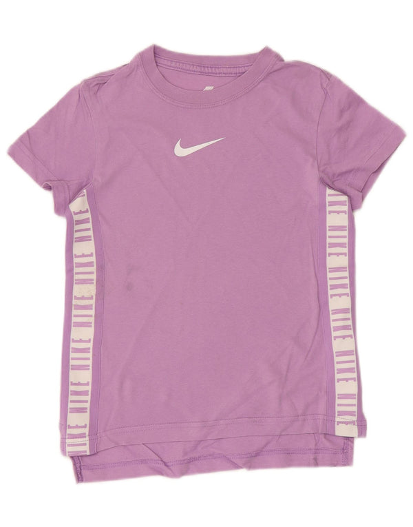 NIKE Girls Graphic T-Shirt Top 8-9 Years Small  Purple Cotton