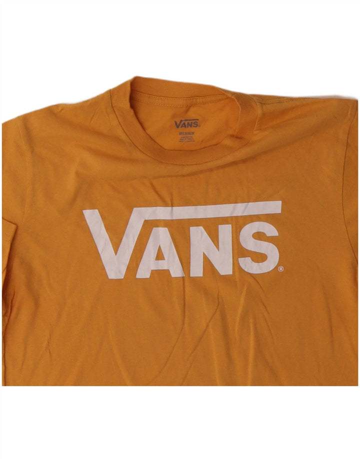 VANS Dame Grafisk T-Shirt Top UK 10 Lille Gul Bomuld