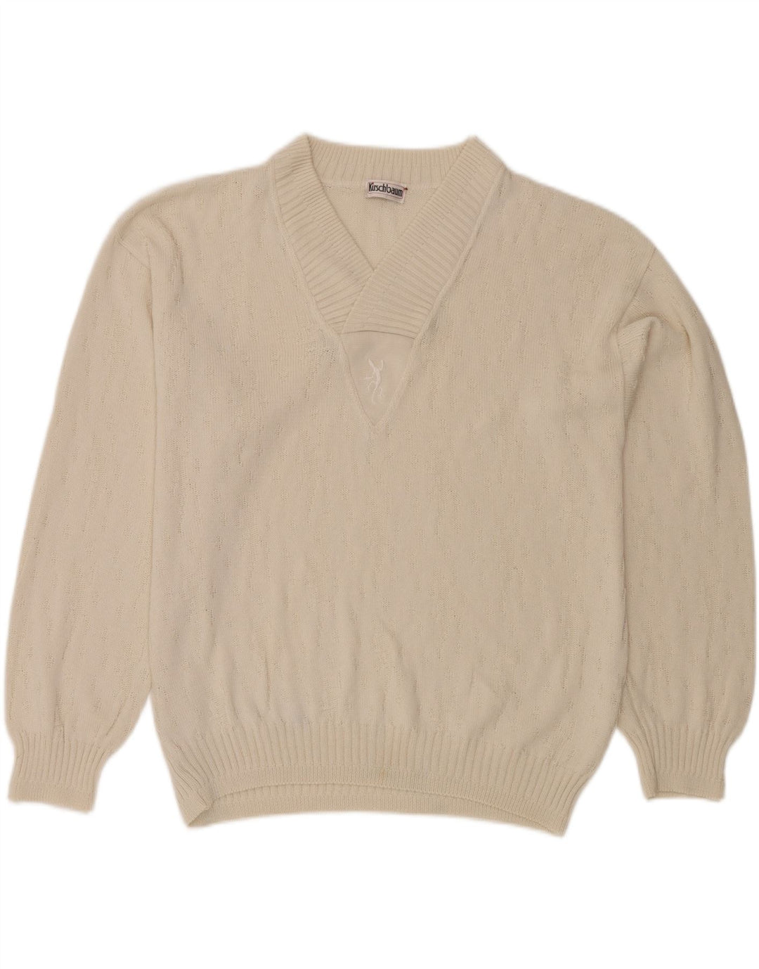 VINTAGE Mens Shawl Neck Jumper Sweater EU 54 XL White Vintage Vintage and Second-Hand Vintage from Messina Hembry 